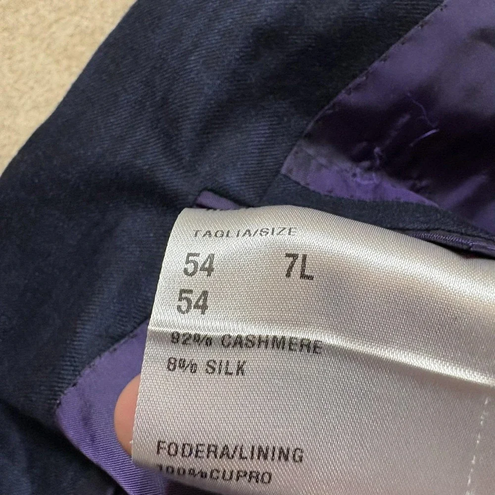 Ralph Lauren Purple Label Sport Coat Blazer 54 IT 42 US Cashmere Silk Blue Plaid